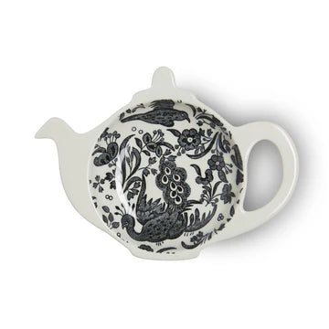 Black Regal Peacock Small Teapot Tray