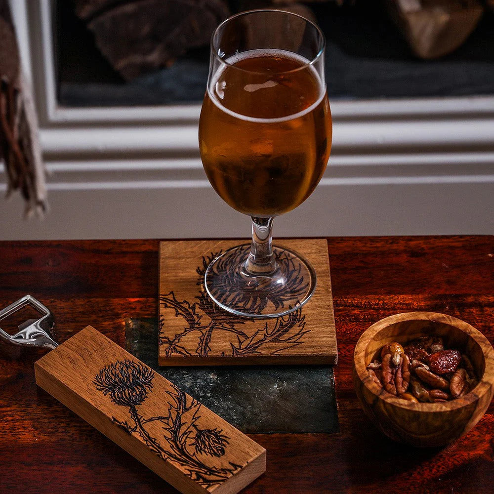 Thistle Trio Oak Coasters - Set of 2