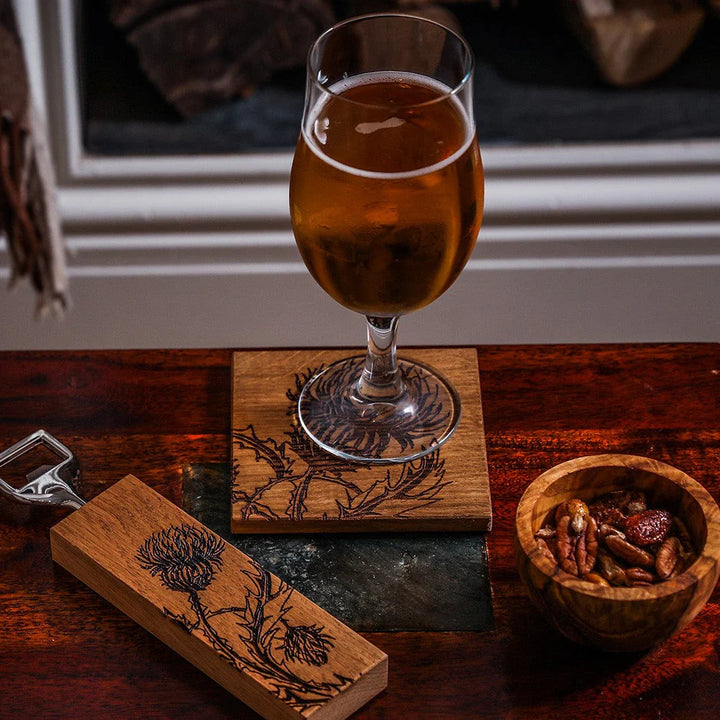Thistle Trio Oak Coasters - Set of 2