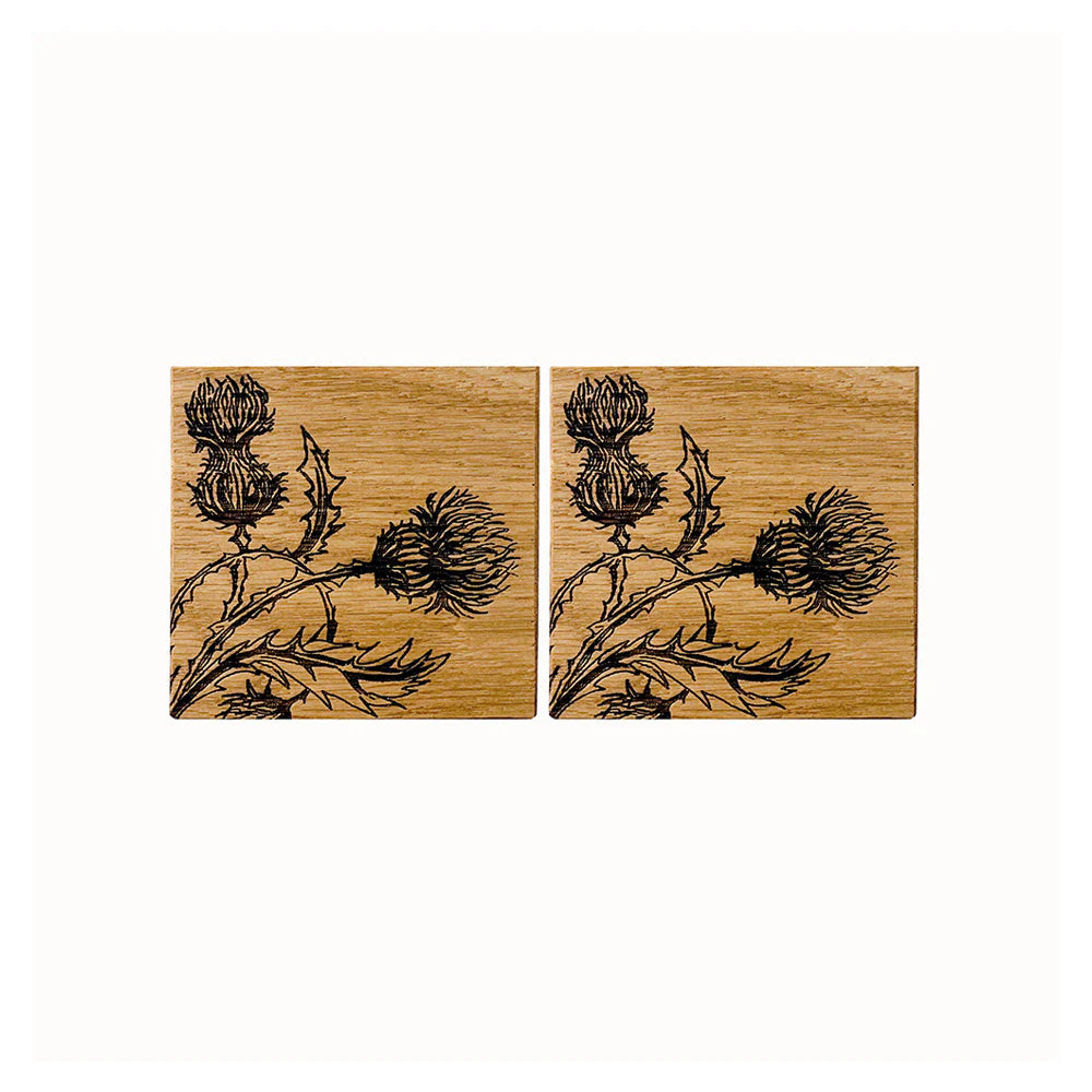 Thistle Trio Oak Coasters - Set of 2