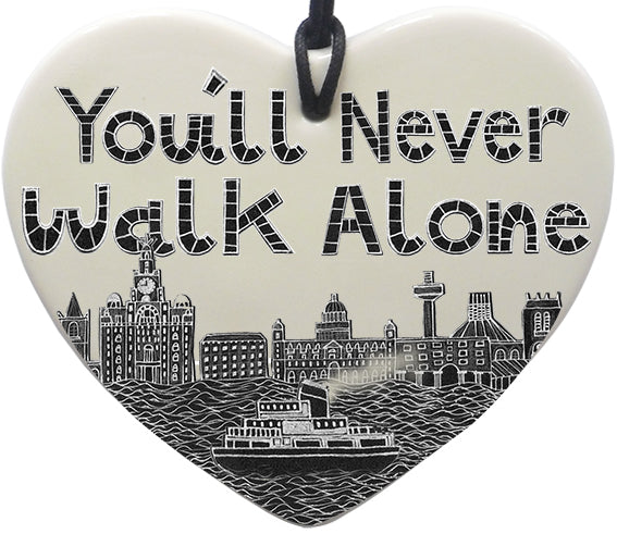 Never Walk Alone Hanging Heart by Moorland Pottery