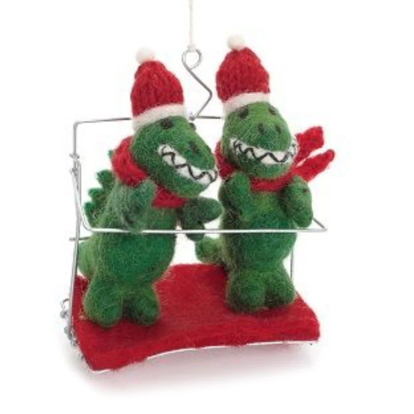 T-Rex Pair in Ski Chair Lift Felt Decoration
