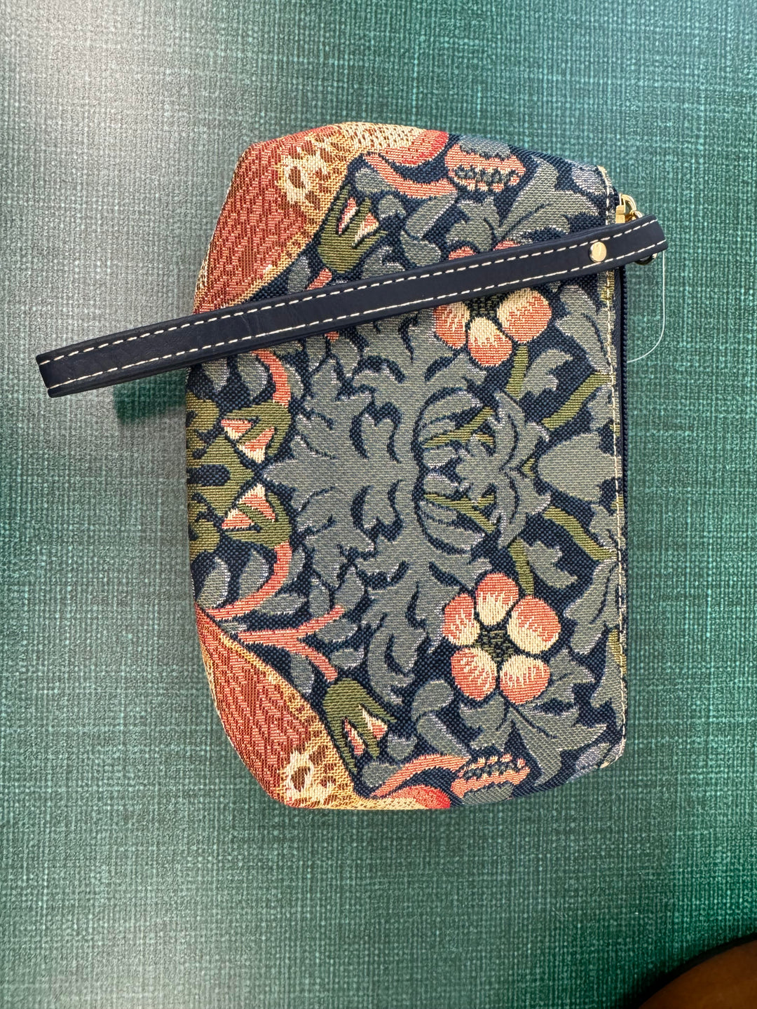 William Morris Strawberry Thief Blue Wristlet