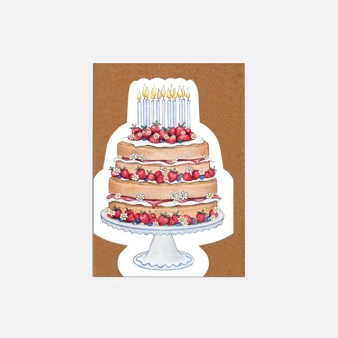 Victoria Sponge Strawberry Cake Die-Cut Card