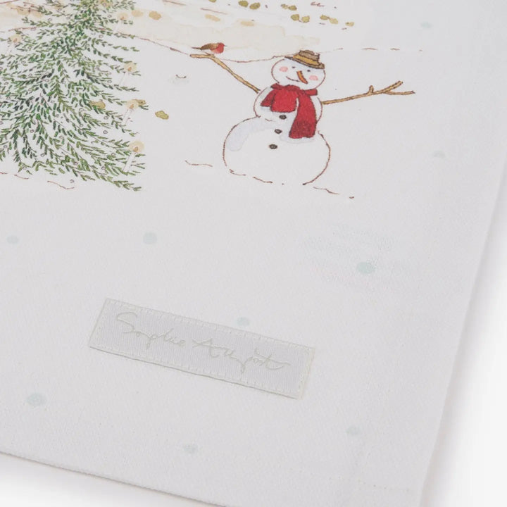 Snowy Village Scene Tea Towel