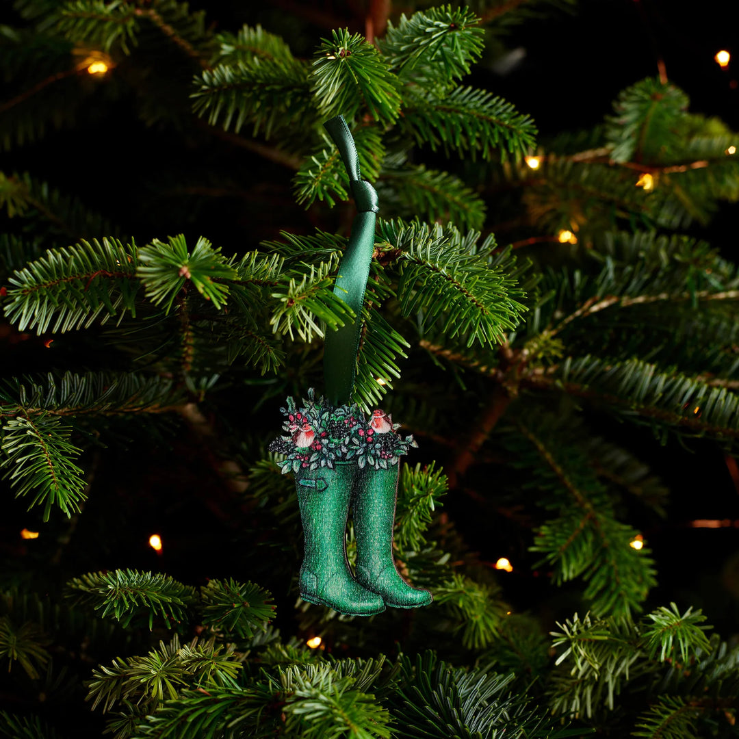 Wellington Boot Wooden Christmas Decoration