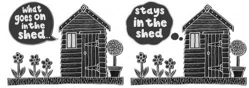 What Goes on in the Shed Mug by Moorland Pottery