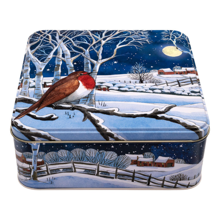 Midnight Robin Large Square Tin