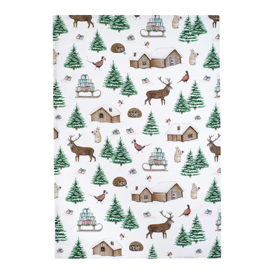 Winter Woodland Christmas Tea Towel