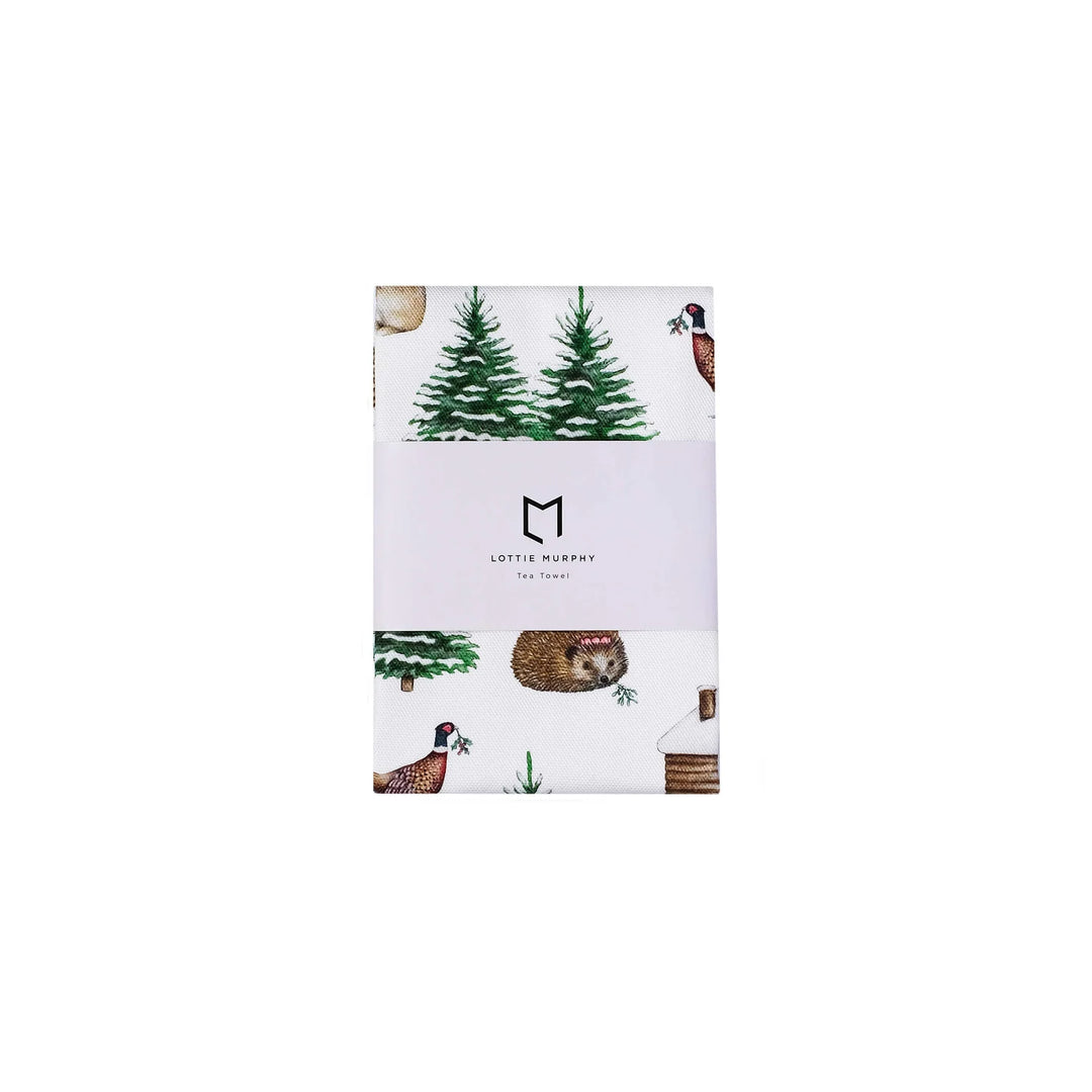 Winter Woodland Christmas Tea Towel
