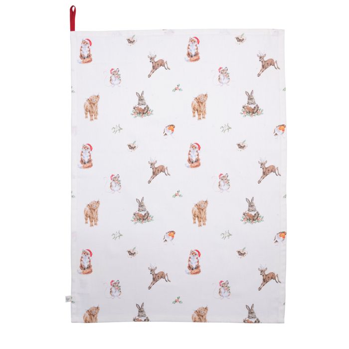 'Winter Woodlanders' Cream Tea Towel