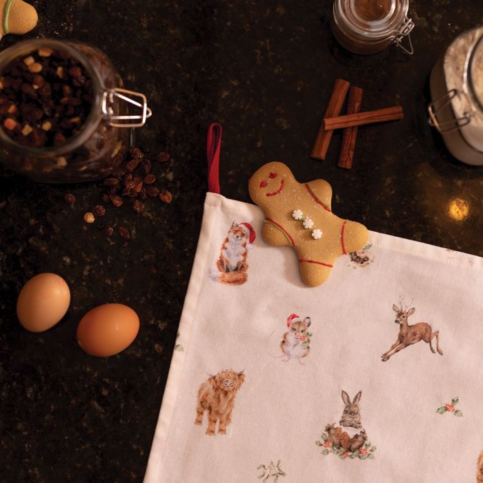 'Winter Woodlanders' Cream Tea Towel