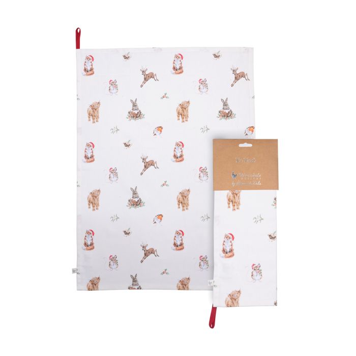 'Winter Woodlanders' Cream Tea Towel