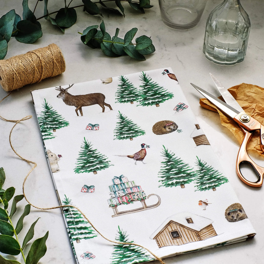 Winter Woodland Christmas Tea Towel