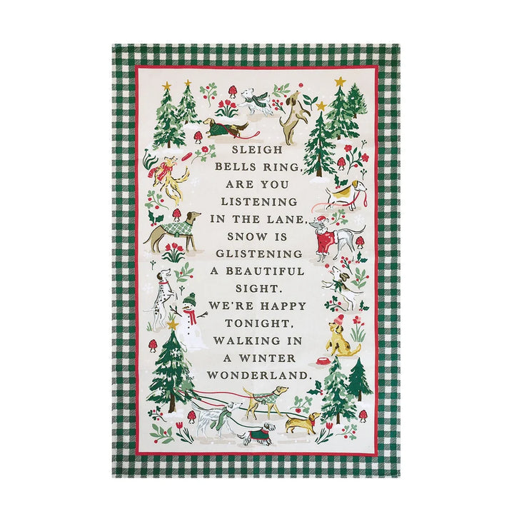 Winter Walkies Tea Towel