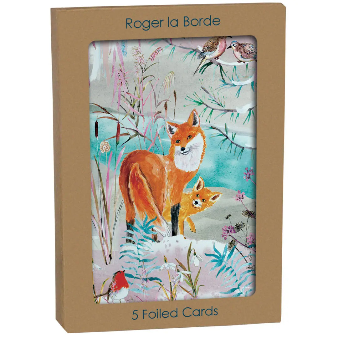 Wild Winter's Song Fox Foiled Christmas Card Kraft Box