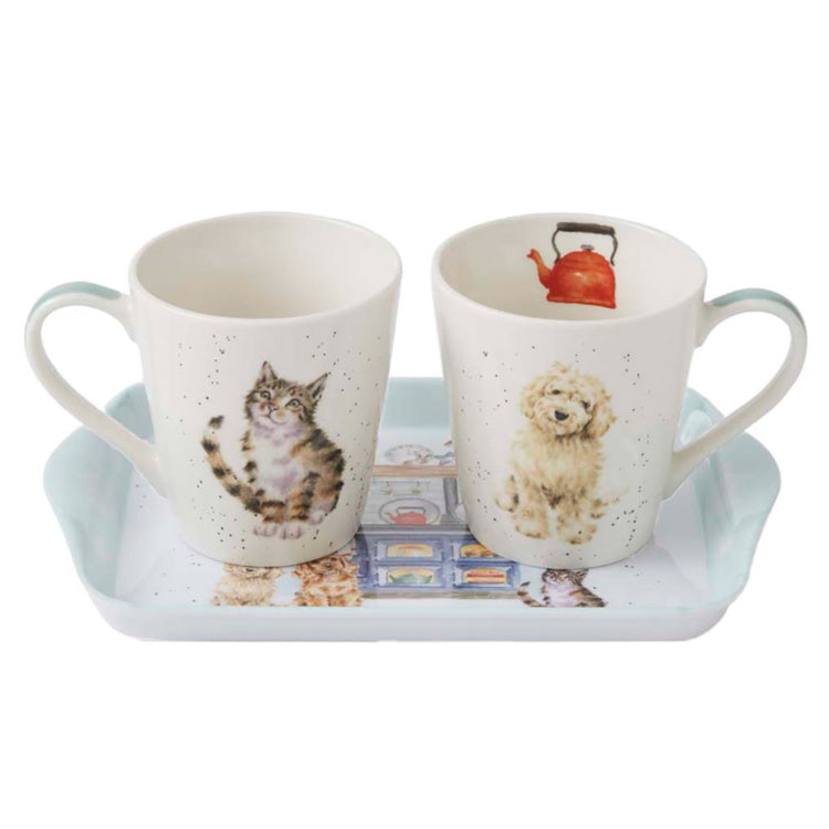 'Country Kitchen' Cat and Dog Mug & Tray Set