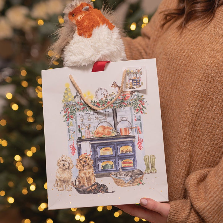 'The Country Christmas' Cat and Dog  Large Gift Bag (11.81 x 9.84 x4.33)