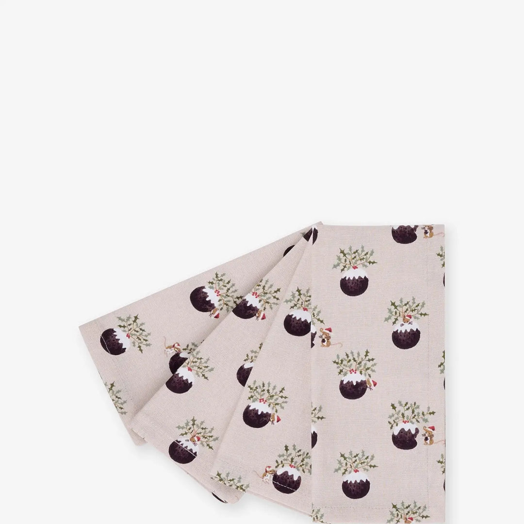 Christmas Puddings Napkins - Set of 4