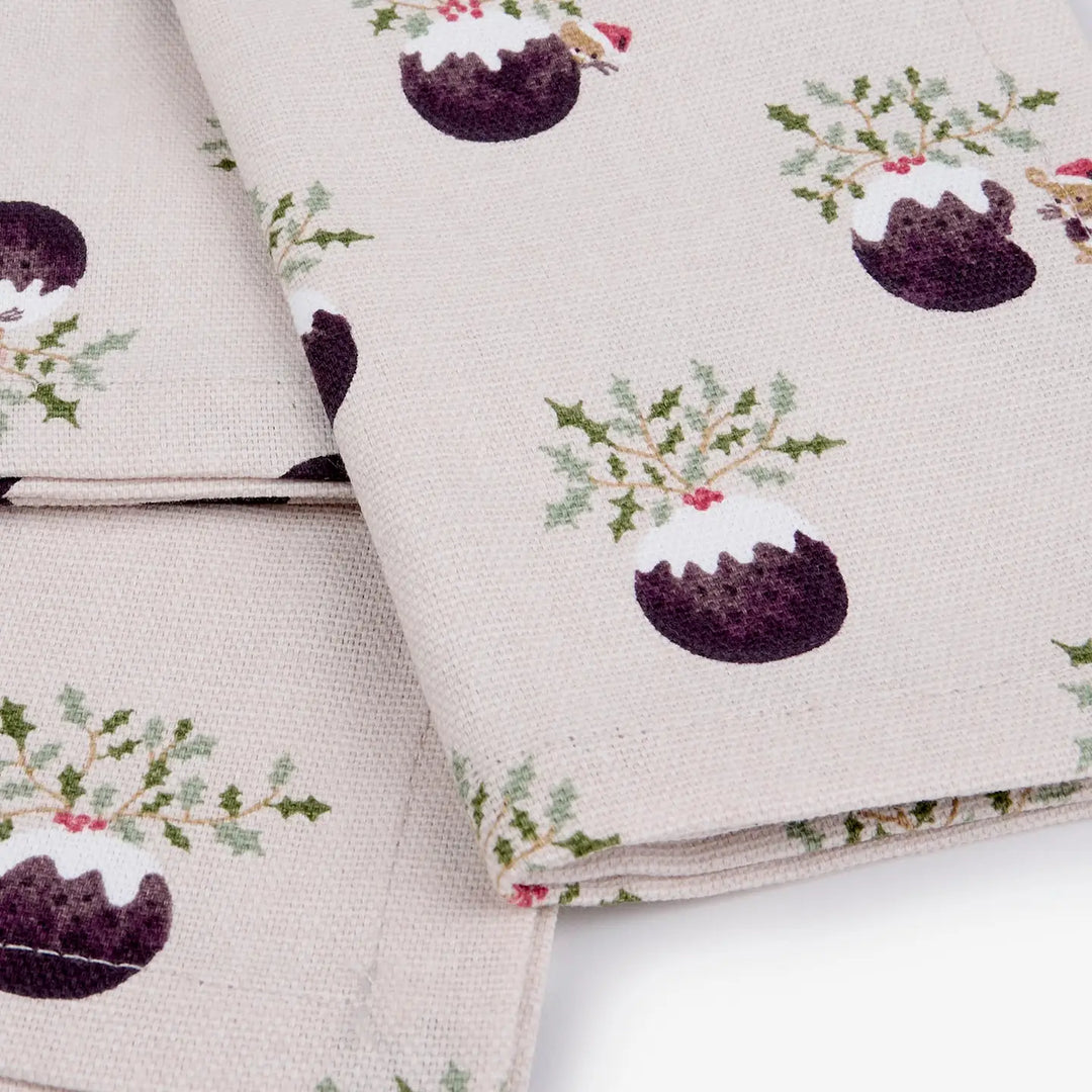 Christmas Puddings Napkins - Set of 4