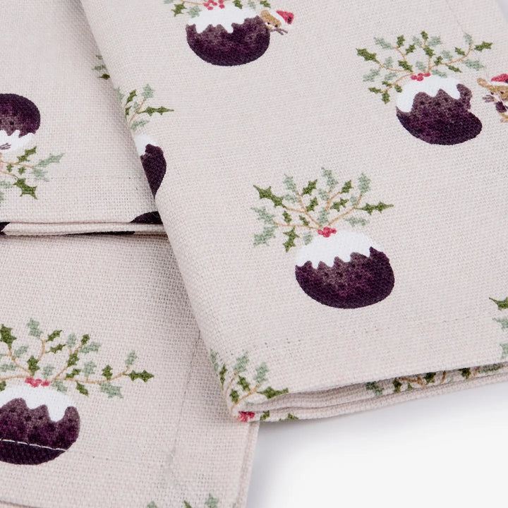 Christmas Puddings Napkins - Set of 4