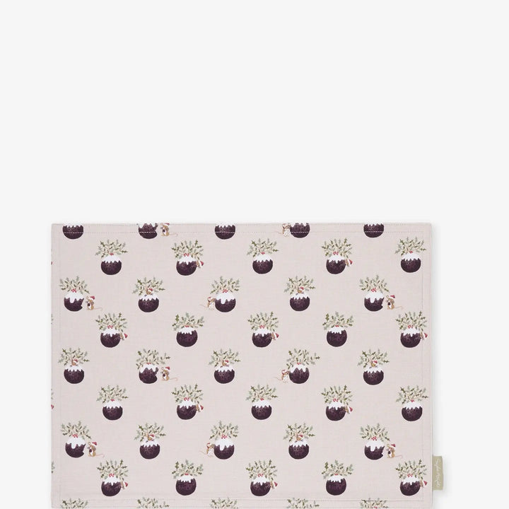 Christmas Puddings Washable Fabric Placemat - Set of 2