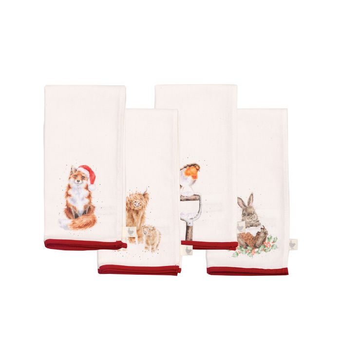 'Winter Woodland' Christmas Cloth Napkins- Set of Four