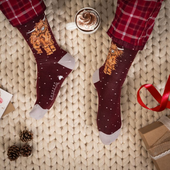 'Highland Christmas' Highland Cow Men's Socks