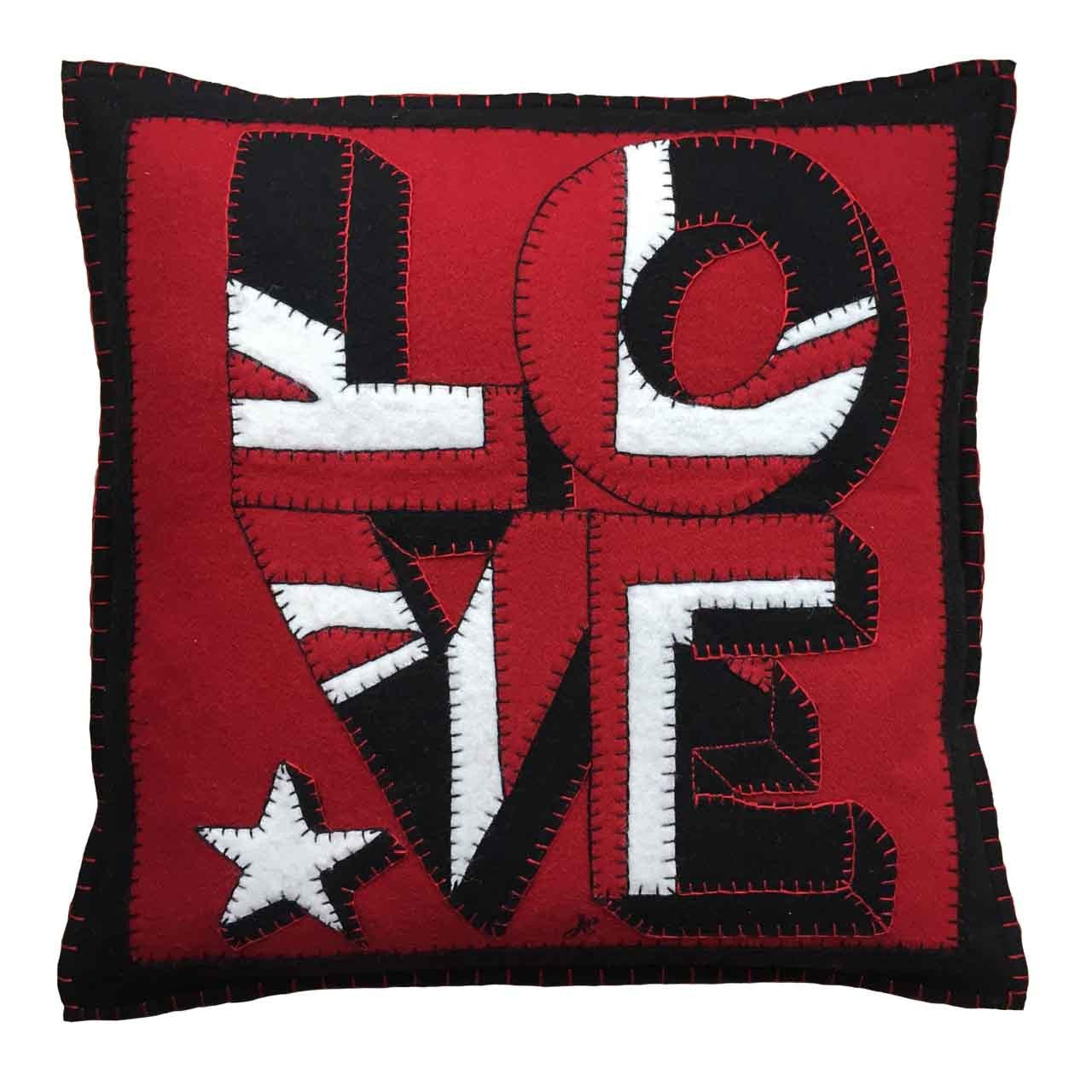 Jan Constantine Union Jack Love felt hand-embroidered cushion.