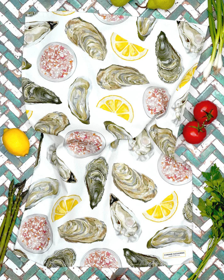 Oyster Tea Towel by Corinne Alexander.