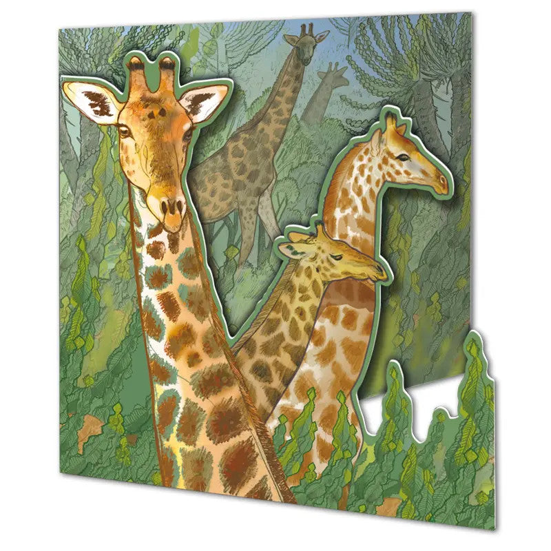Die-Cut Giraffe Greetings Card by Emma Ball.