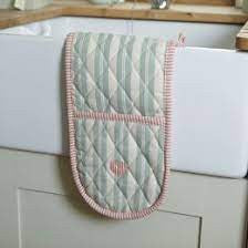 Susie Watson Duck Egg Blue Striped Oven Glove Image