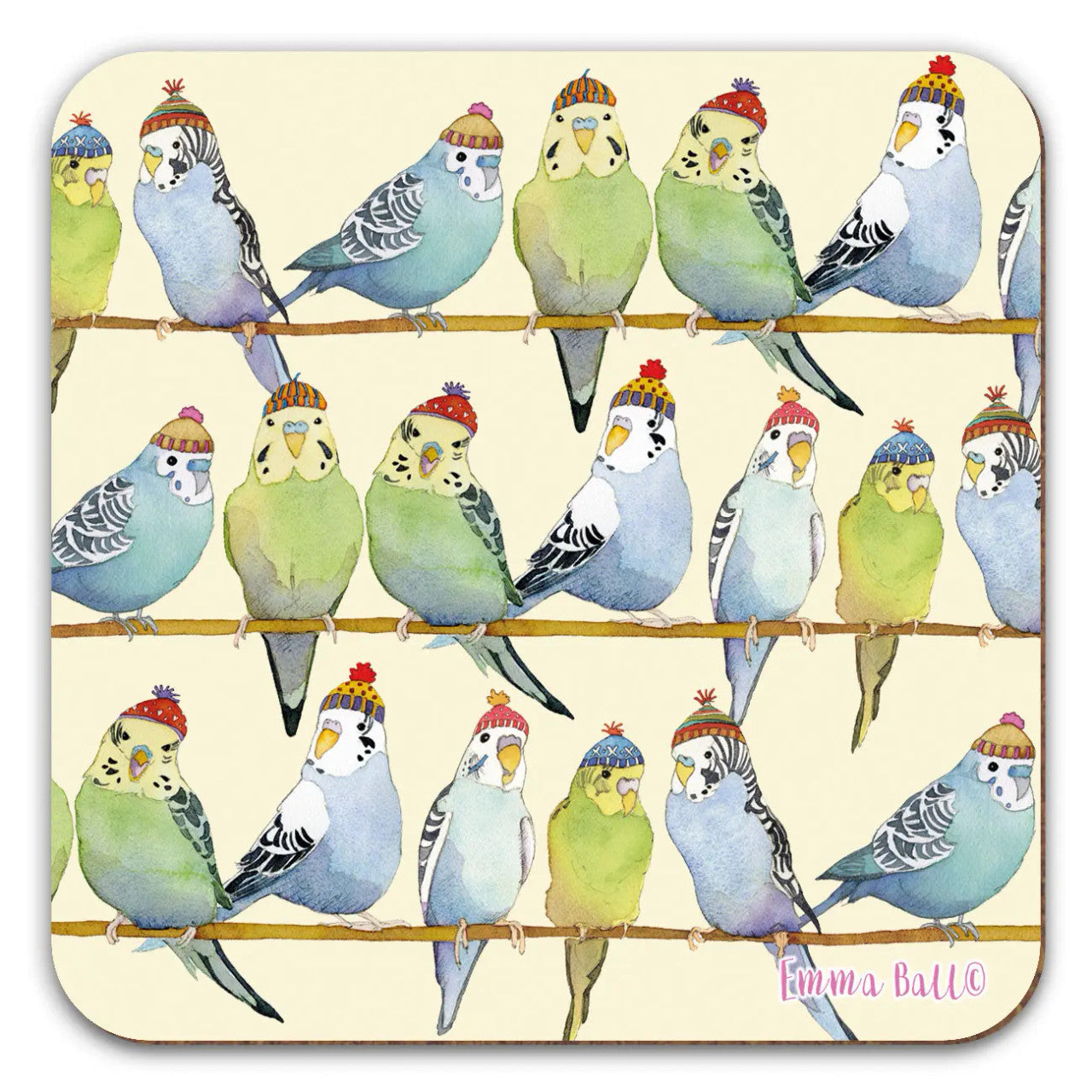 Budgies in Beanies Coaster from Emma Ball