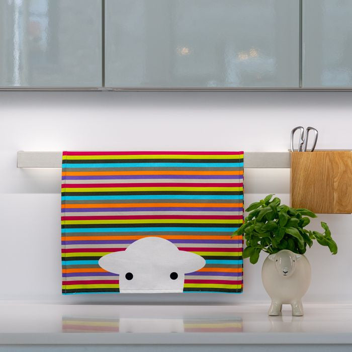 Herdy Peep Stripe cotton tea towel, made in Europe.