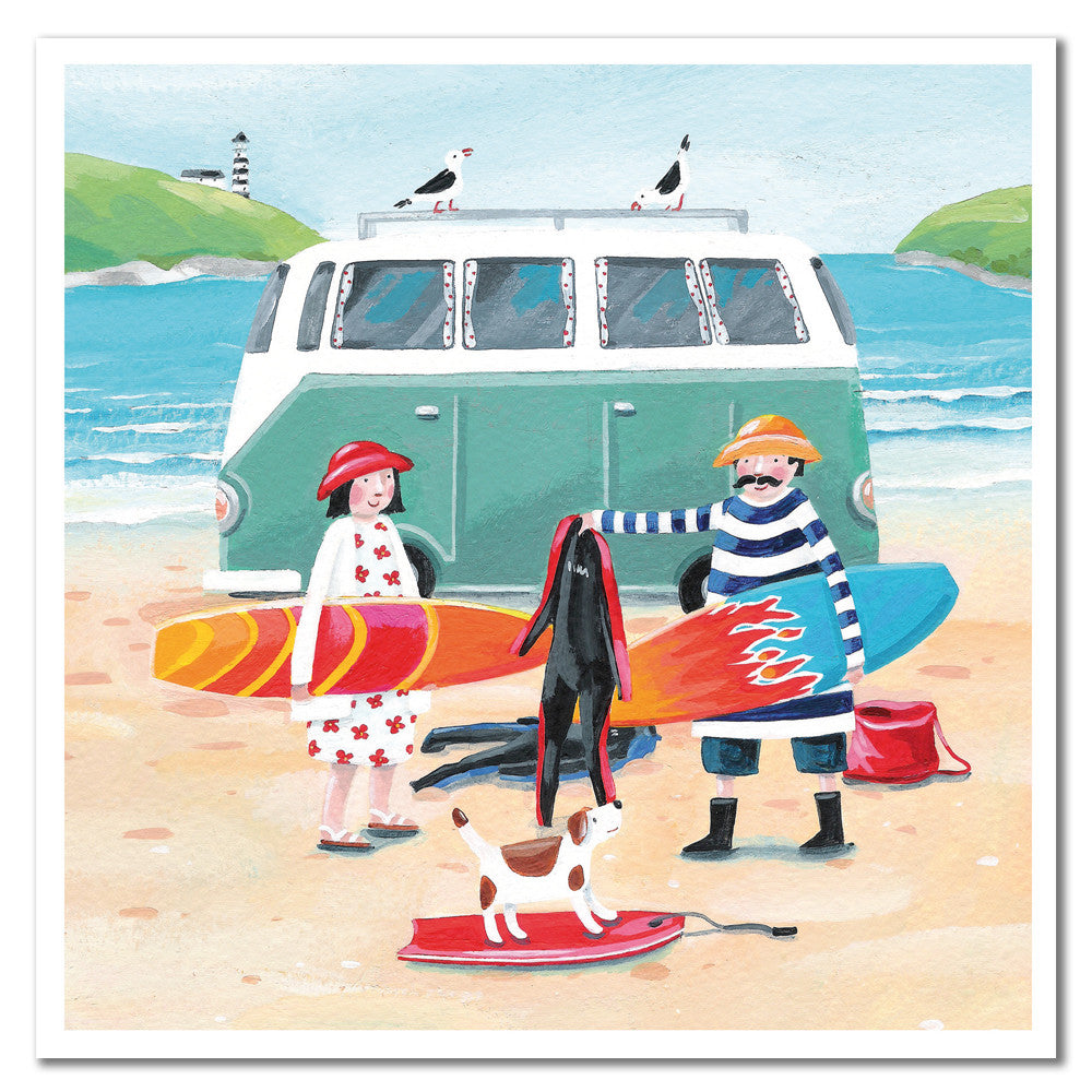 Surfing Trip Greetings Card by Emma Ball