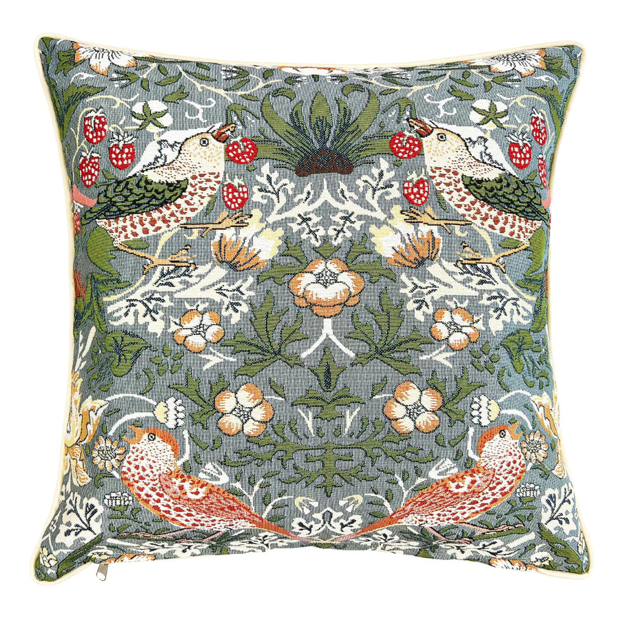 William Morris Strawberry Thief Grey Pillow