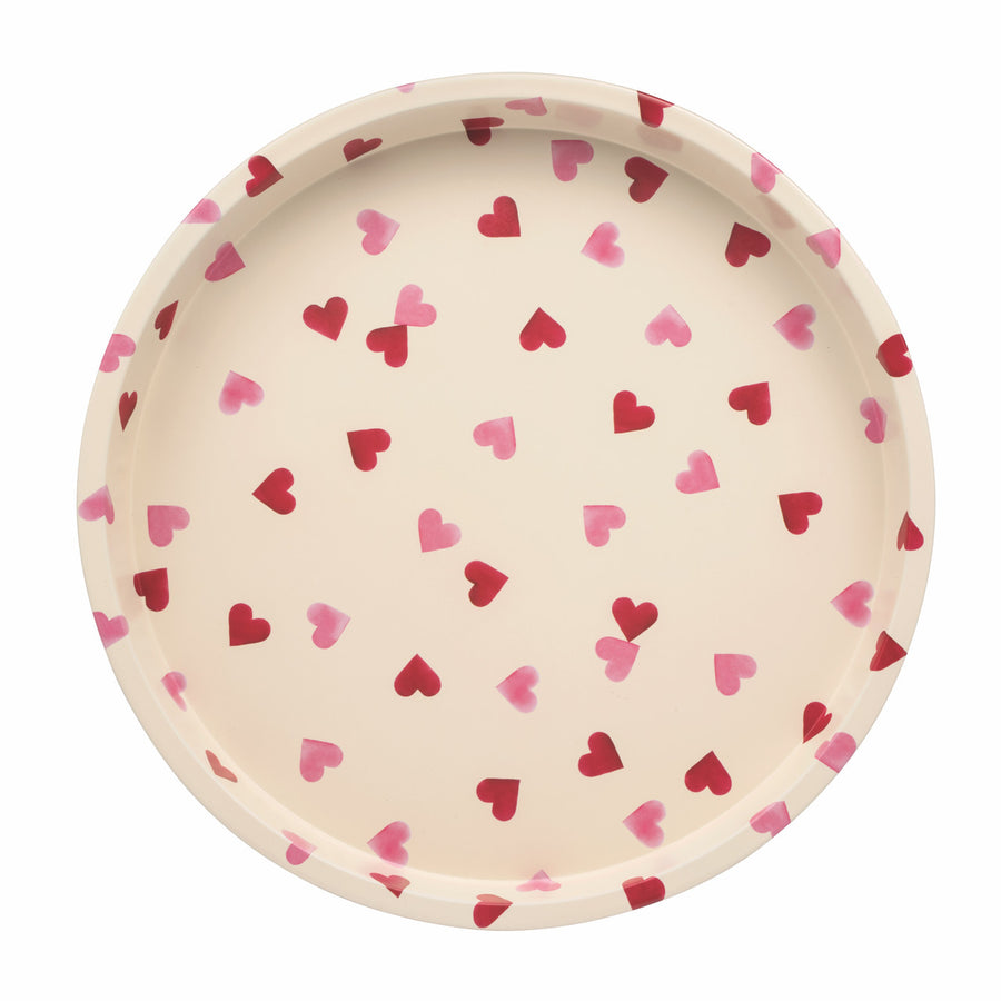 Pink Hearts Deepwell Tin Tray