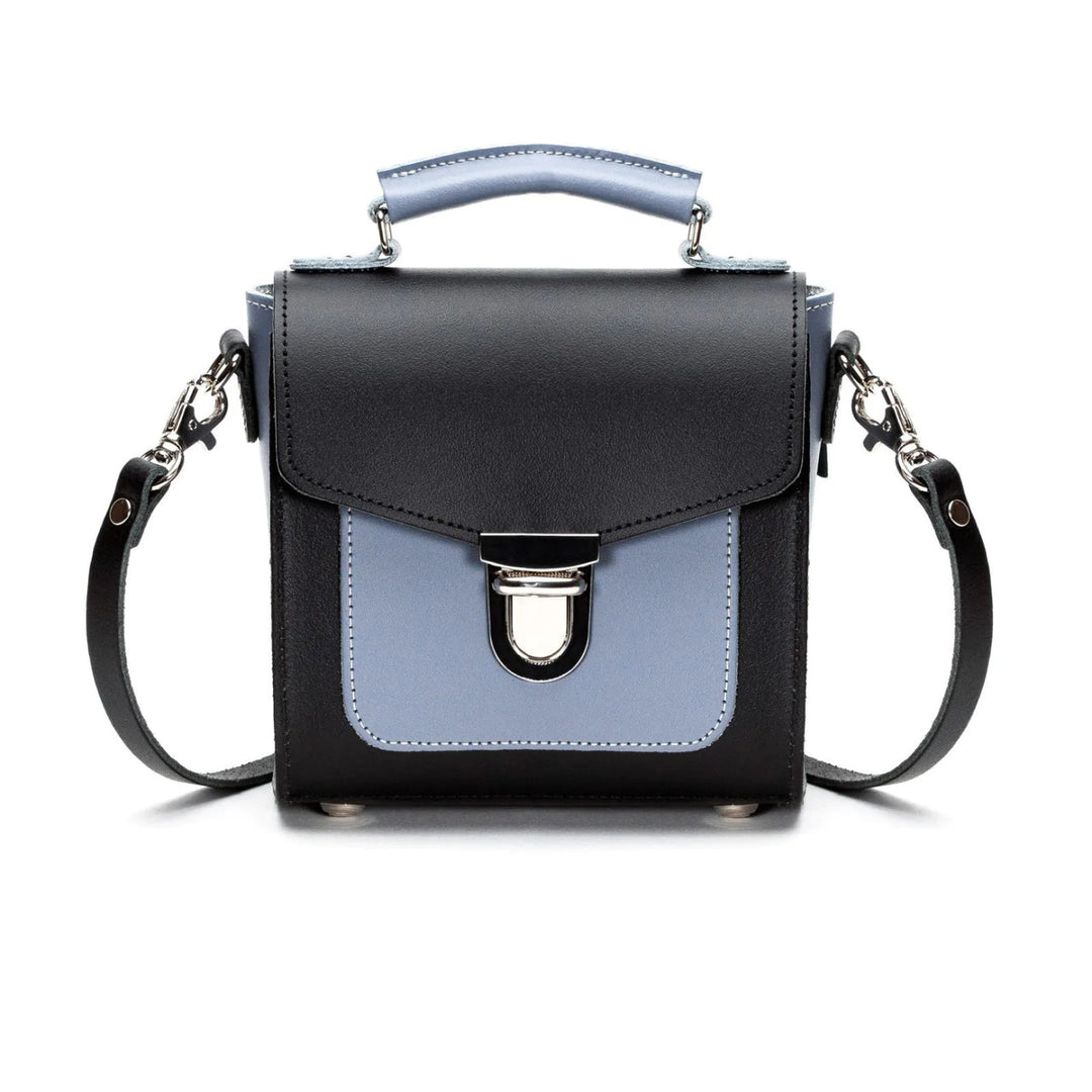 Zatchels Handmade Leather Sugarcube Blue Noir Small Handbag