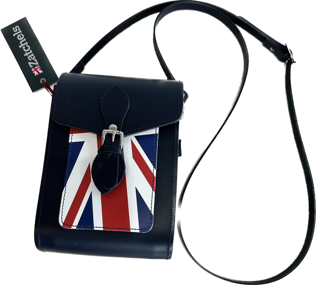 Zatchels Handmade Leather Union Jack Festival Bag - Navy