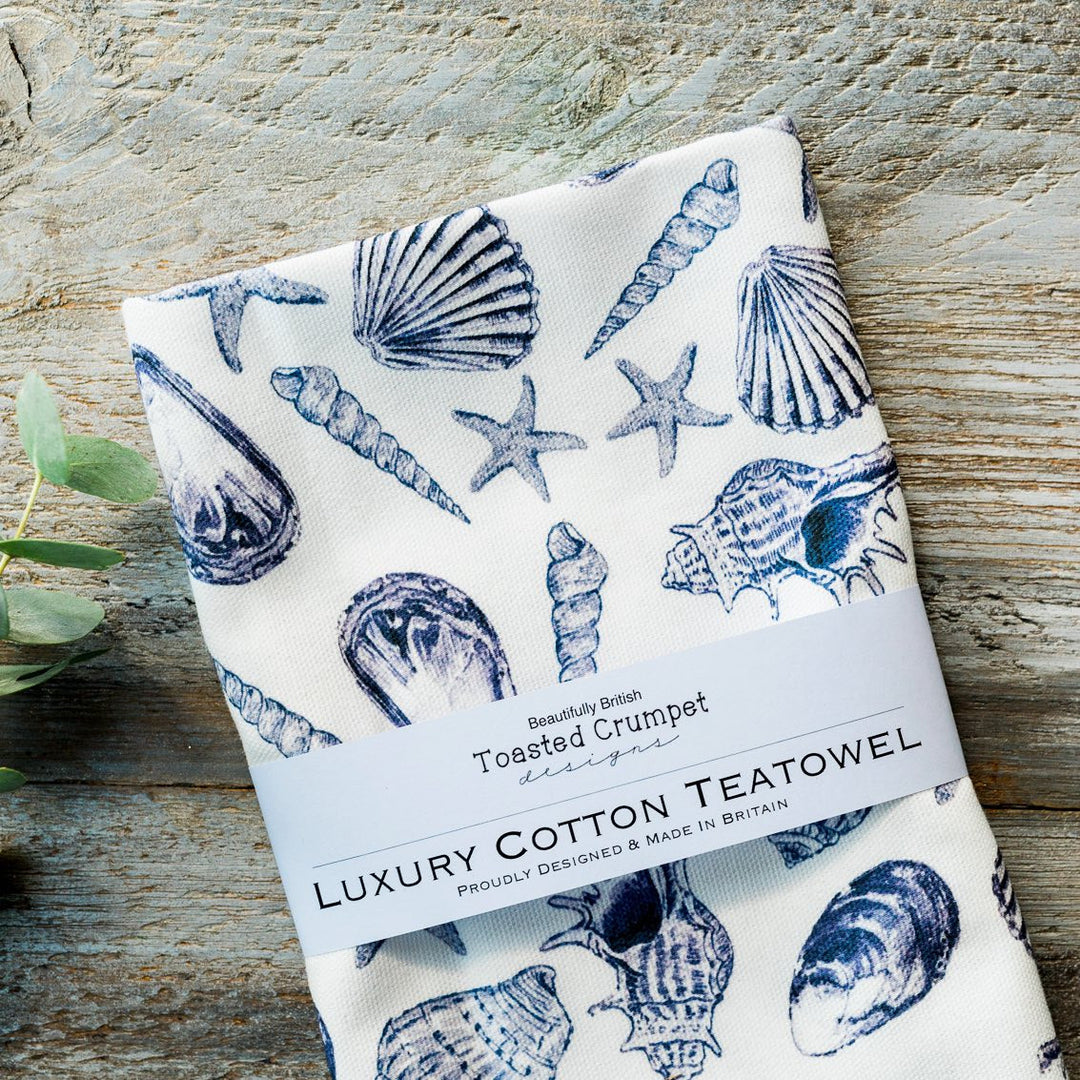 Inky Shells Tea Towel by Toasted Crumpet