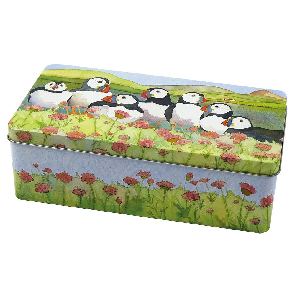 Sea Thrift Puffins Long Tin by Emma Ball