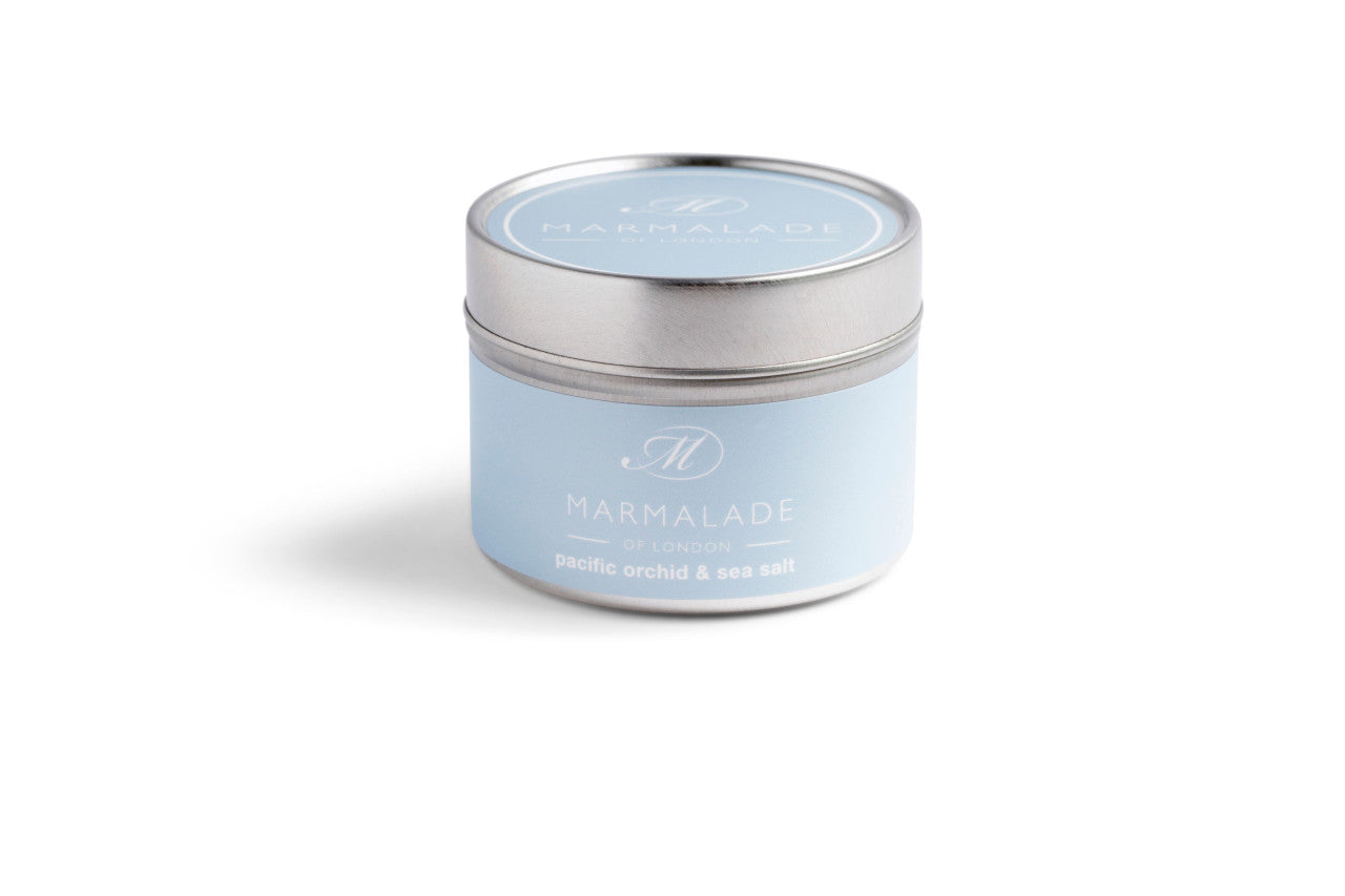 Pacific Orchid & Sea Salt Small tin Candle from Marmalade of London.