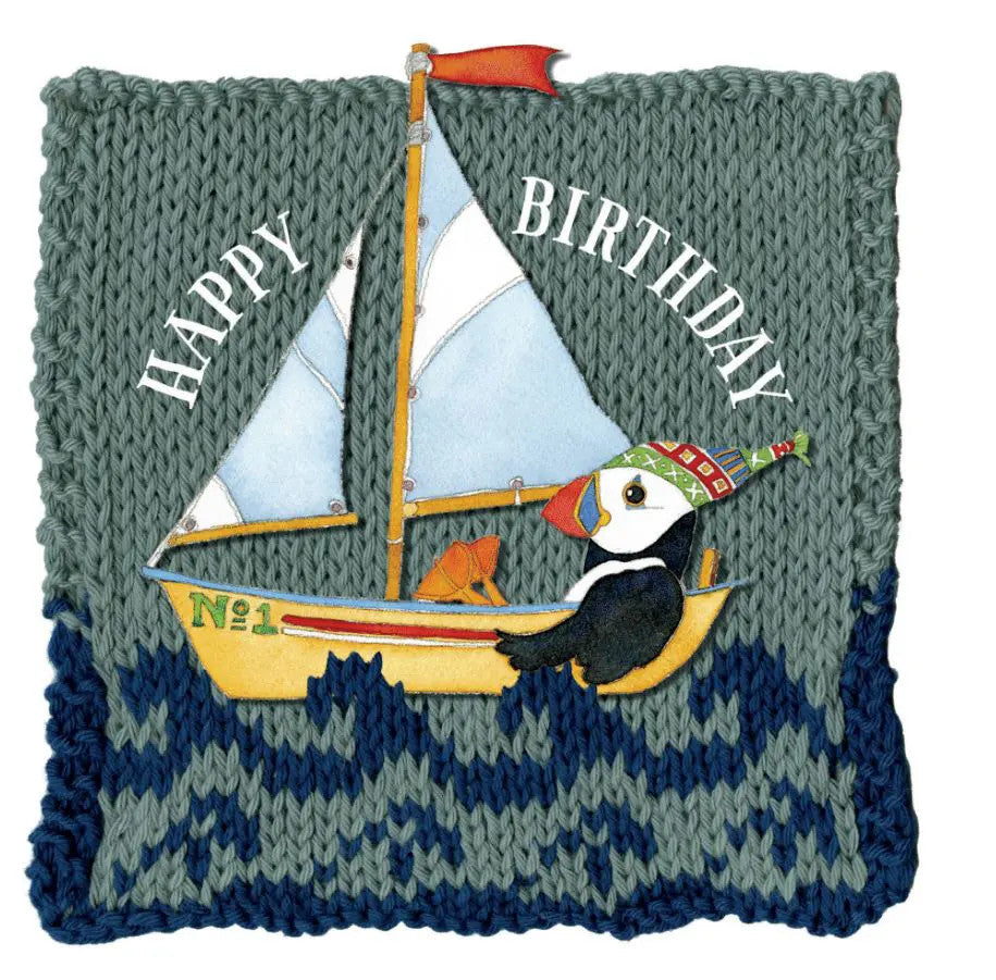 Sailing Birthday - Woolly Puffins Greetings Card