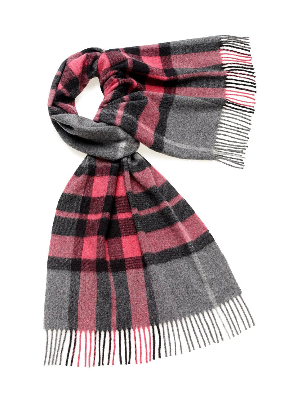 Luxury Westminster Gray/Pink Merino Lambswool Scarf