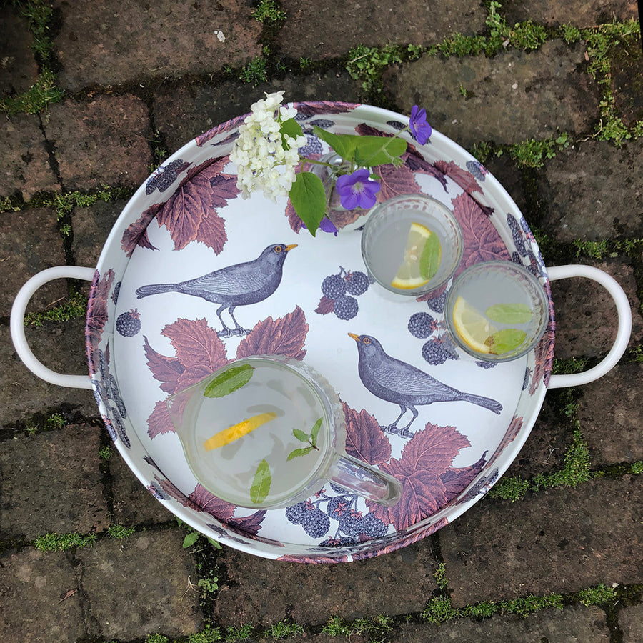 Thornback & Peel Blackbird & Bramble Large handled Steel Tray