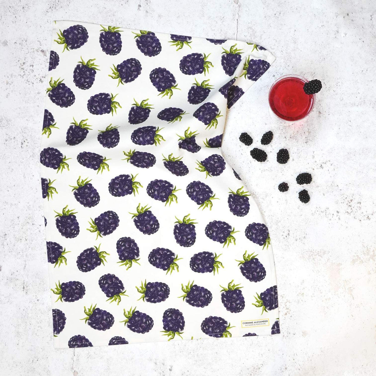 Blackberry Tea Towel by Corinne Alexander.