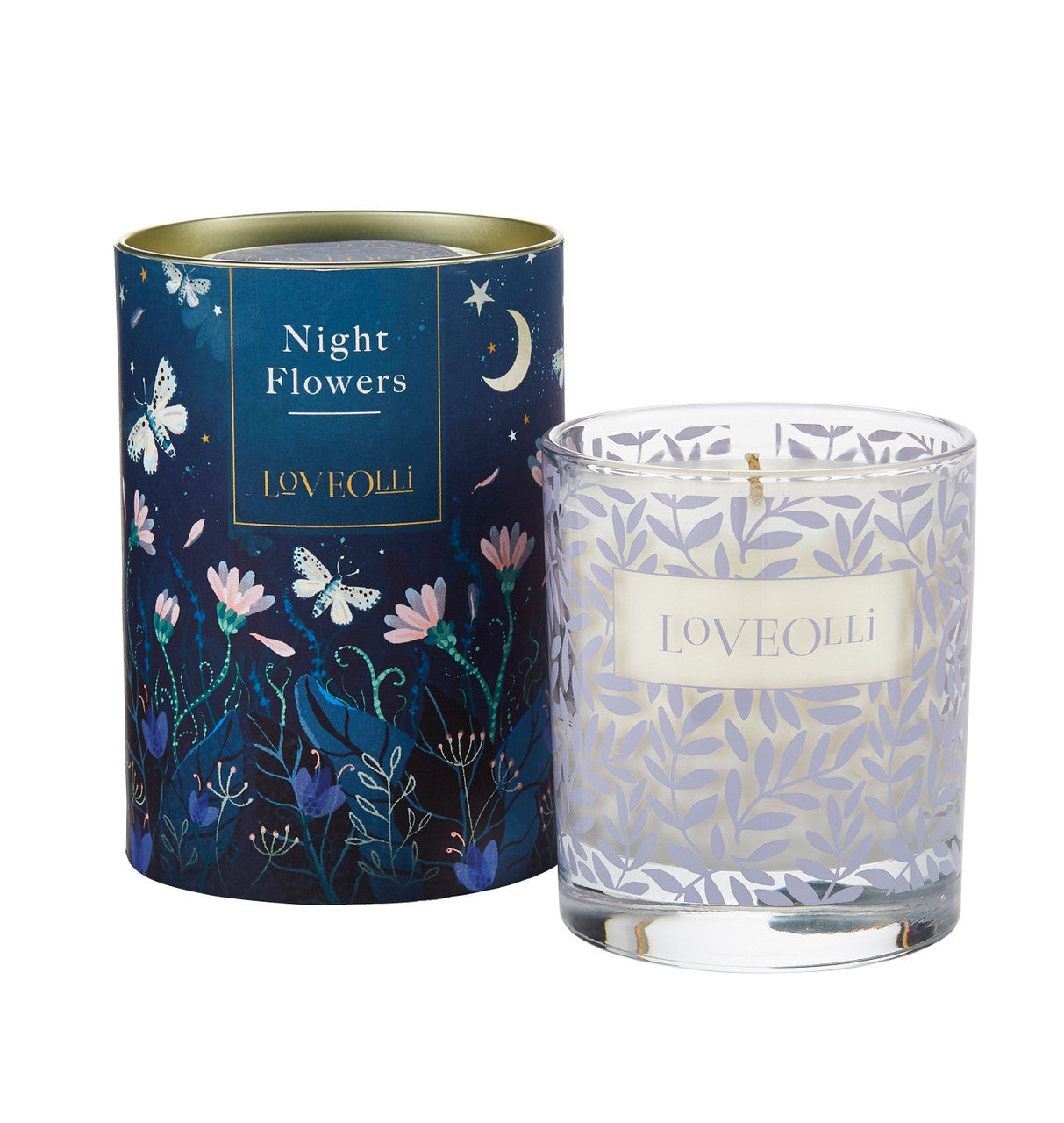 Love Olli Night Flowers scented candle in glass. Hand poured in the UK.