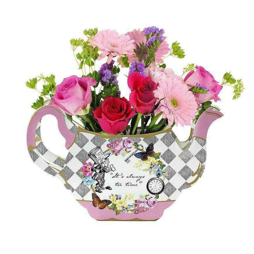 Alice in Wonderland Paper Teapot Flower Vase