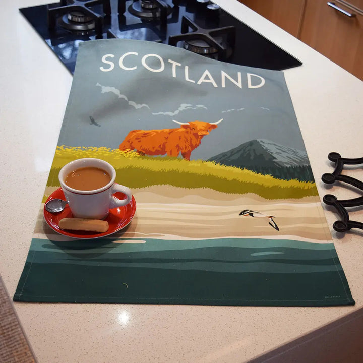 Scotland Highland Cow Tea Towel