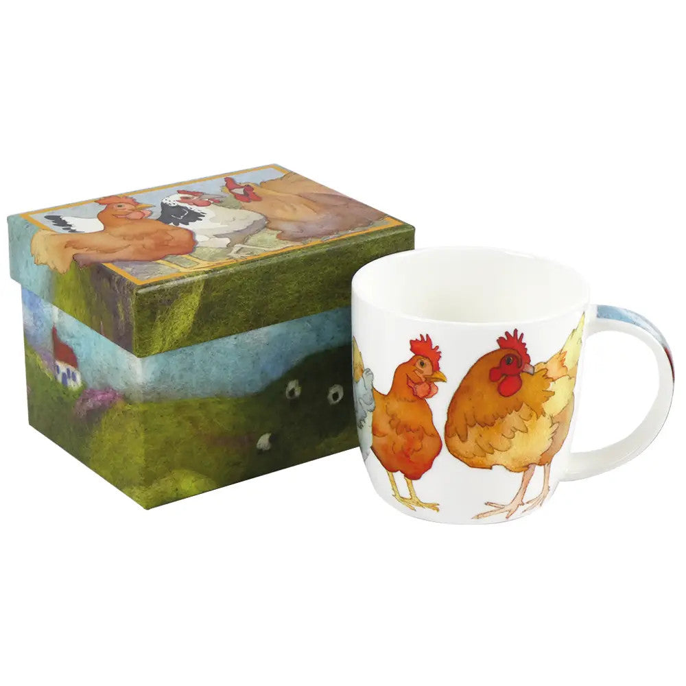 Felted Chickens Bone China Mug (boxed) by Emma Ball